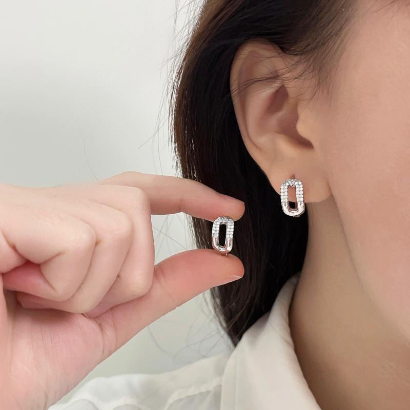 イヤーカフ レディース 純銀 S925 透かし ジルコニア ジオメトリック 高級感 精緻 気質 名媛風 耳飾り
