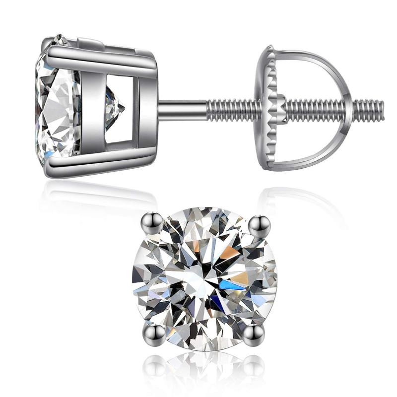 ピアス レディース 925シルバー モアッサナイト 四爪 スクリュー スタッド シンプル イヤースタッド 欧米風 ファッション クリスマス アクセサリー 日常使い ギフト向き