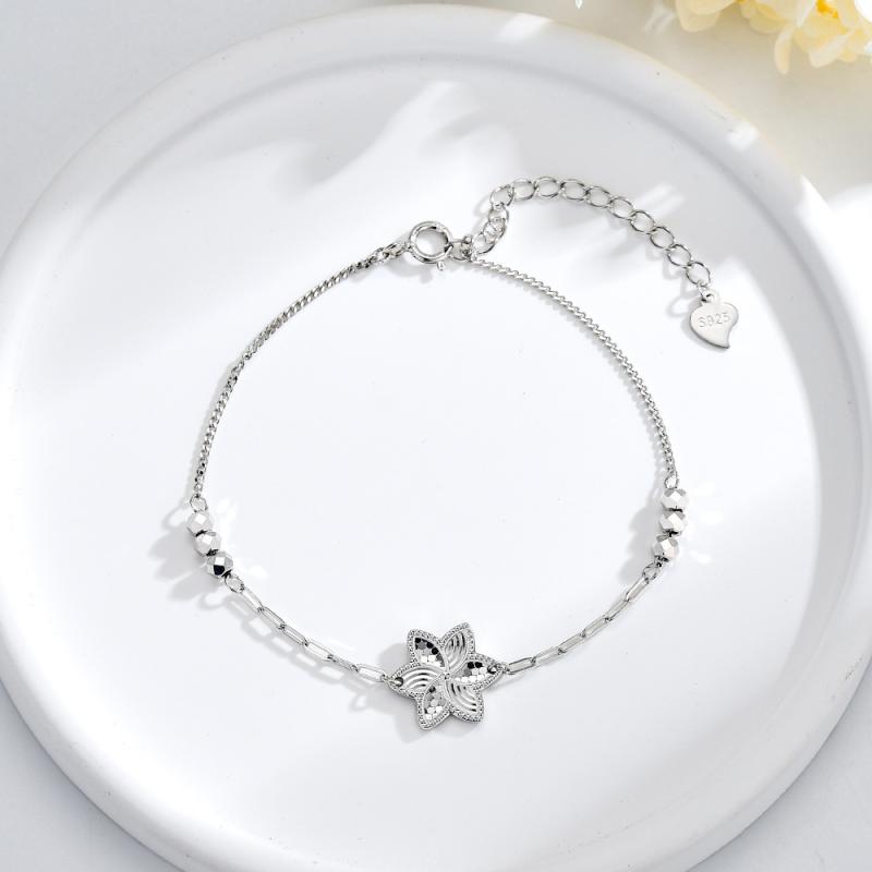 ブレスレット レディース 925シルバー 精密彫刻 高級感 ビーズ ハニカム小花 デザイン 日常使い アクセ..