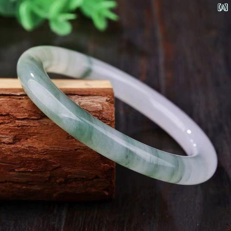 レディース 翡翠 ブレスレット 氷種 浮花 玉石 シンプル 高透明 上品 気質 貴婦人風 天然石 アクセサリ..