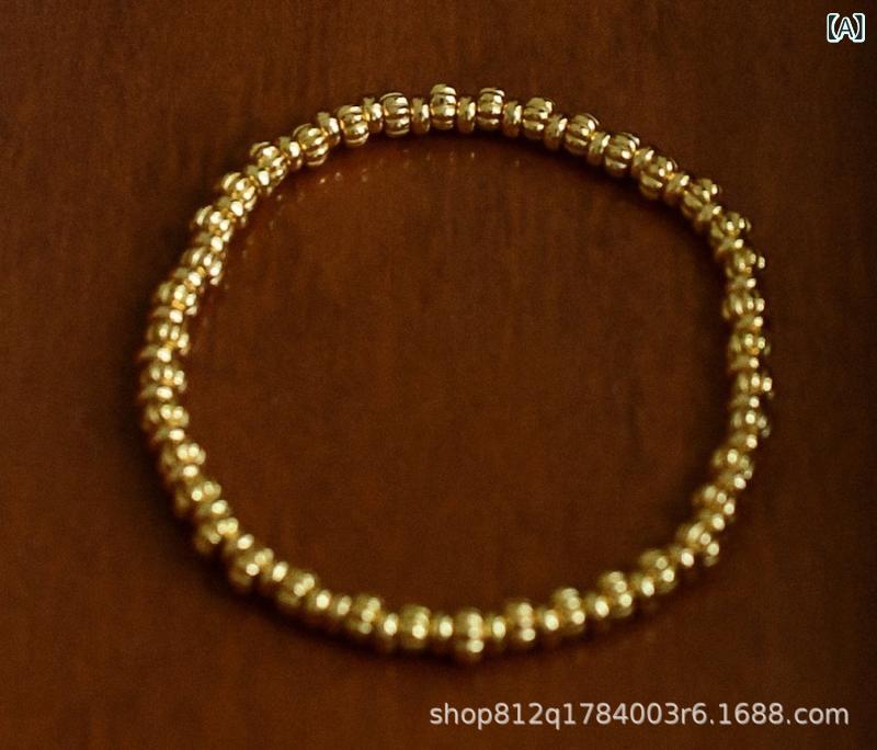 ブレスレット レディース 925シルバー ゴールド シルバー パンプキンビーズ シンプル ベーシック 汎用 手元アクセサリー ユニークデザイン 高級感 日常使い コーディネート かわいい ラッキーアイテム