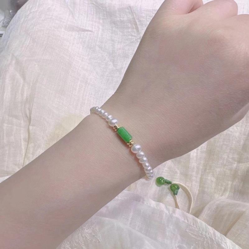 ブレスレット レディース 翡翠 ルチルクォーツ 天然淡水真珠 シンプル ユニークデザイン 高級感 手元ア..