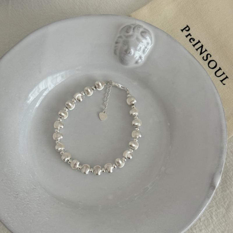 ブレスレット レディース 純銀 猫眼石 ビーズ 韓国風 シンプル デザイン アクセサリー ジュエリー 手首..