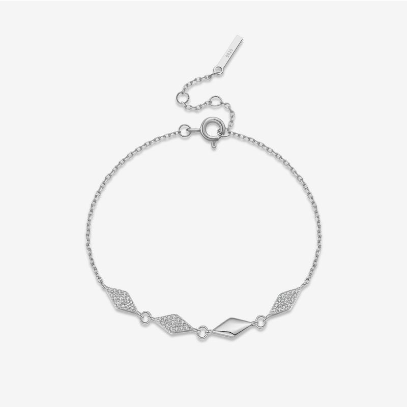 ブレスレット 男女兼用 925シルバー 菱形 シンプル トレンド かわいいクール どんなスタイルにも合う ..