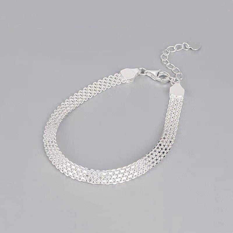 ブレスレット レディース 純銀 輝き 四連金龍 タンクチェーン シンプル ファッション フレンチスタイル..