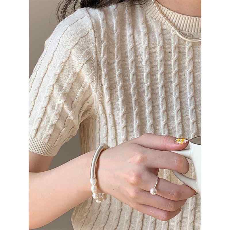 ブレスレット レディース 純銀 天然淡水パール バロック 3D曲管 弾力 シンプルデザイン 気質 エレガン..