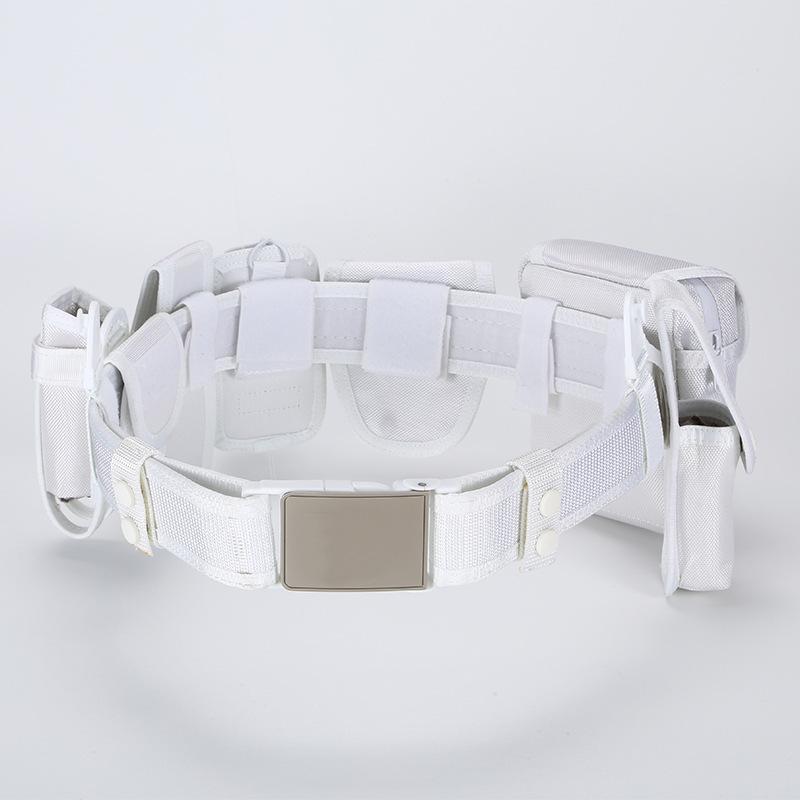 腰包 男女兼用 ナイロン編み ホワイト 多機能 保安 アウトドア 野外執勤 交通巡逻 腰帯 6点セット 軽量 実用的