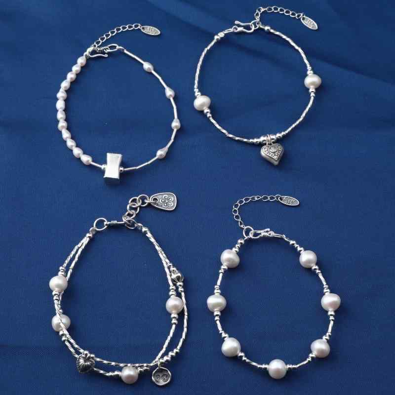 レディース ブレスレット 純銀 ハートモチーフ スクエアデザイン 円管 細管 シンプル ファッション 不..