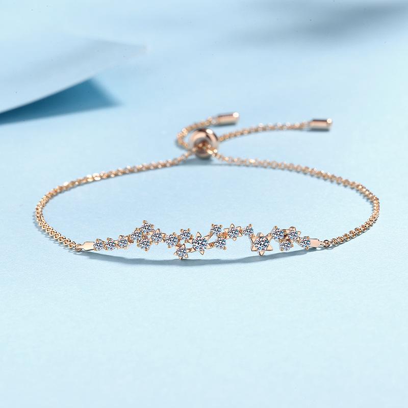 ブレスレット レディース 925純銀 モザナイト シャンパンゴールド ダスター デザイン シンプル ファッ..