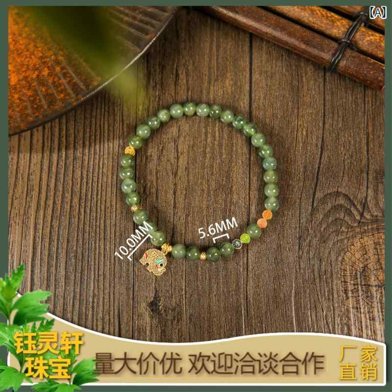 ブレスレット ユニセックス 天然翡翠 油青色 焼藍加工 吉象デザイン 滴溜款 シングルサークル 新中式 ..