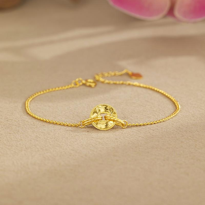 ブレスレット 男女兼用 シルバー925 コインモチーフ ゴールドカラー ラッキーアイテム シンプル エスニ..