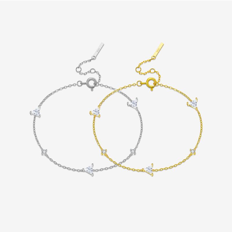 ブレスレット レディース S925純銀 ジルコニア 輝く かわいい シンプル 軽奢風 百搭 高級感 手元アクセ..