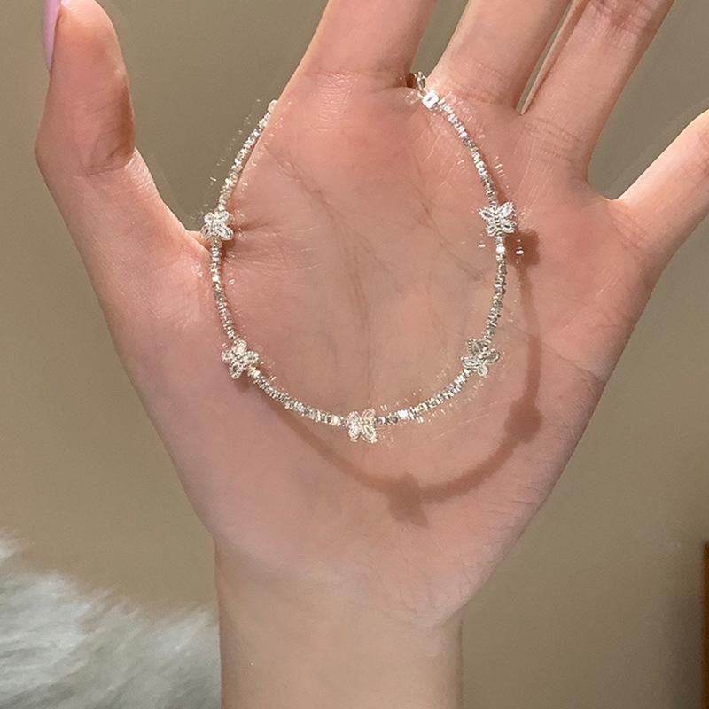 ブレスレット レディース 925シルバー 蝶モチーフ シンプルデザイン レイヤリング 細身 輝き 高級感 ニ..