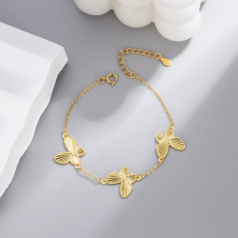 ブレスレット レディース 純銀 蝶モチーフ ハンドチェーン シンプル ファッション モダン 百搭 洗練 高..