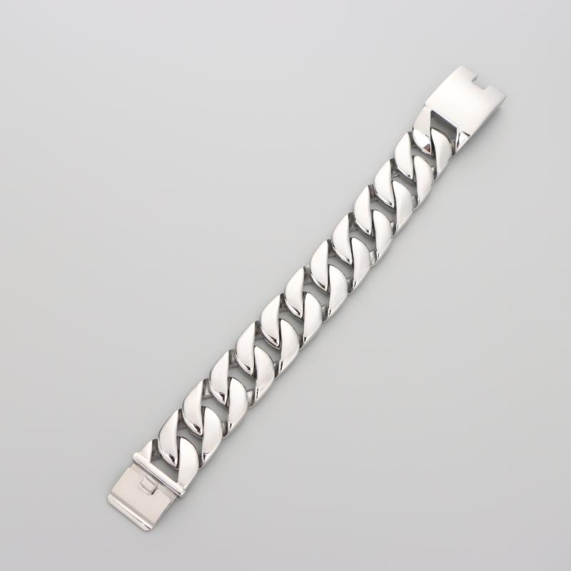 ブレスレット 男女兼用 キューバチェーン パンク風 チタンスチール 20mm幅広 チェーンブレスレット メ..