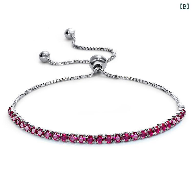 ブレスレット ペア 925シルバー ジルコニア フル 2.5mm 丸型 シンプル デザイン エレガント ベーシック スライド 調整 チェーン アクセサリー 通勤 デート ギフト 日常使い 軽量 輝き 洗練 スタイリッシュ モダン ユニセックス