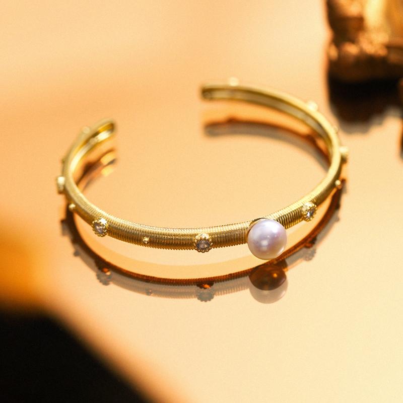 ブレスレット レディース シンプル 開口型 パール付き 海辺旅行 ニッチ デザイン 欧米風 ファッション ..