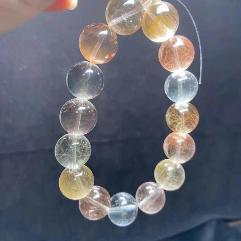 ブレスレット レディース バングル 腕輪 兎毛 フワフワ カラフル 水晶 クリスタル ビーズ 丸珠 手串 散珠 シングル シンプル アクセサリー ジュエリー ハンドクラフト