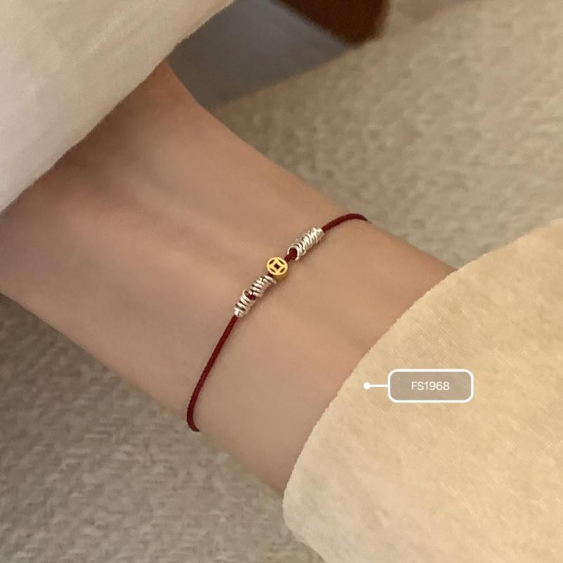 ブレスレット レディース シルバー ゴールド ツートン カラー コイン型 デザイン シンプル 中国風 国風..