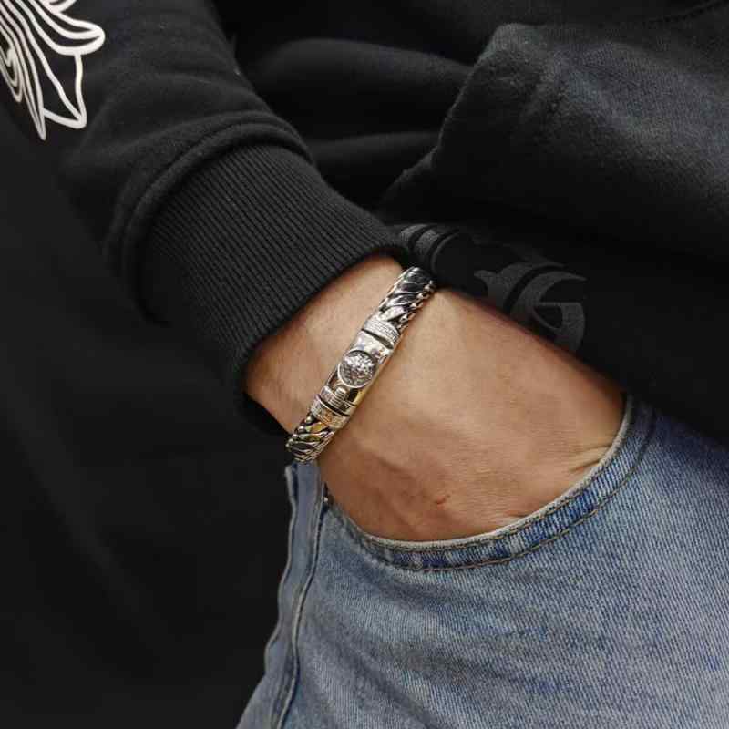 ブレスレット メンズ 純銀 高級感 ラッキーアイテム 開運グッズ シンプル 上品 洗練 デザイン 財運 モ..