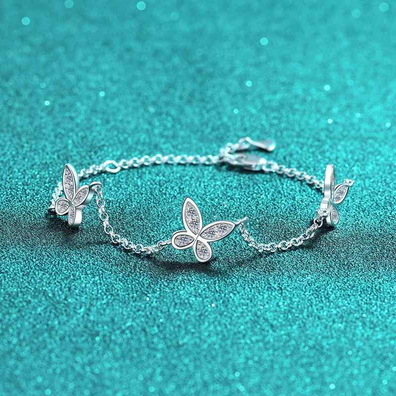 ブレスレット レディース 925シルバー モサン石 セット 蝶モチーフ 蝶結び シンプル 高級感 アクセサリー