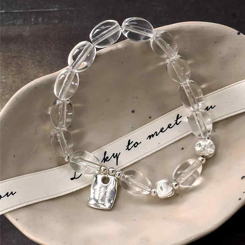 ブレスレット レディース 925シルバー クリスタル 伸縮ロープ シンプル 銀メダル 高級感 上品 デザイン..