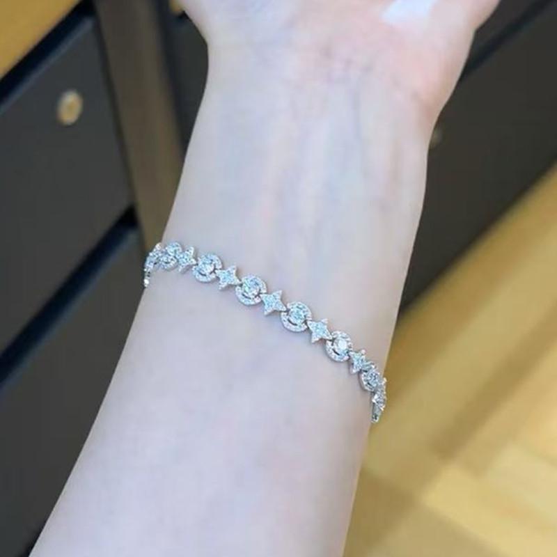 ブレスレット 男女兼用 六芒星 ジルコニア 満載 円形 デザイン 密着 セット 個性 スタック ハンドアク..