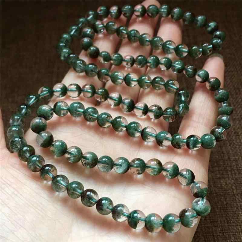 ブレスレット 男女兼用 グリーンファントムクォーツ 聚宝盆 ラッキーアイテム 多重巻き 水晶ビーズ 風..