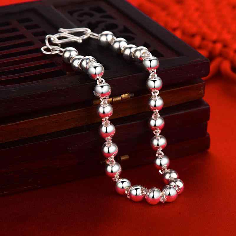 純銀ブレスレット 男女兼用 親子 仏珠チェーン 転運珠 ネックレス シンプル 高級感 レトロ風 光沢加工 ラッキーアイテム アクセサリー ジュエリー 手首 首元 日常使い ギフト シルバー アクセ
