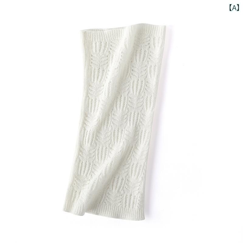 マフラー 男女兼用 秋冬 キャッシュメア ニット レース 透かし柄 無地 保暖 フェイクカラー 首元プロテクター 高級感 ベーシック アイテム 多用途 コーディネート デイリー