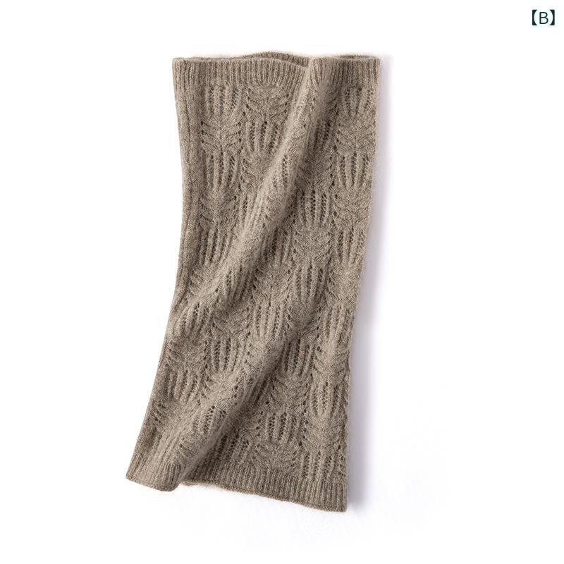 マフラー 男女兼用 秋冬 キャッシュメア ニット レース 透かし柄 無地 保暖 フェイクカラー 首元プロテクター 高級感 ベーシック アイテム 多用途 コーディネート デイリー