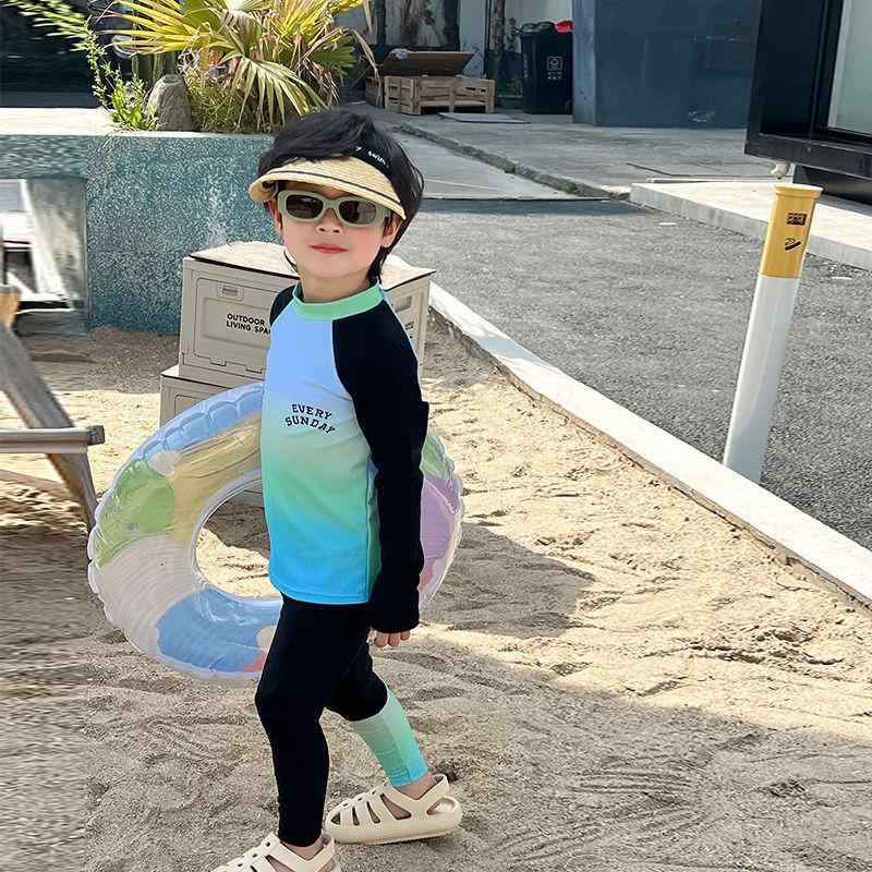 水着 男の子 長袖 セパレート 速乾 防晒 UVカット ダイビングスーツ 長パンツ セット キッズ ベビー ジ..