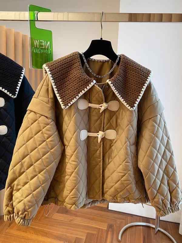 秋冬 ニット フェイクカラー ネイビー 襟飾り ダウンジャケット 装飾領 男女兼用 暖か素材 軽量 合わせやすい ユニセックス アクセサリー ファッション小物 通勤 通学 アウトドア