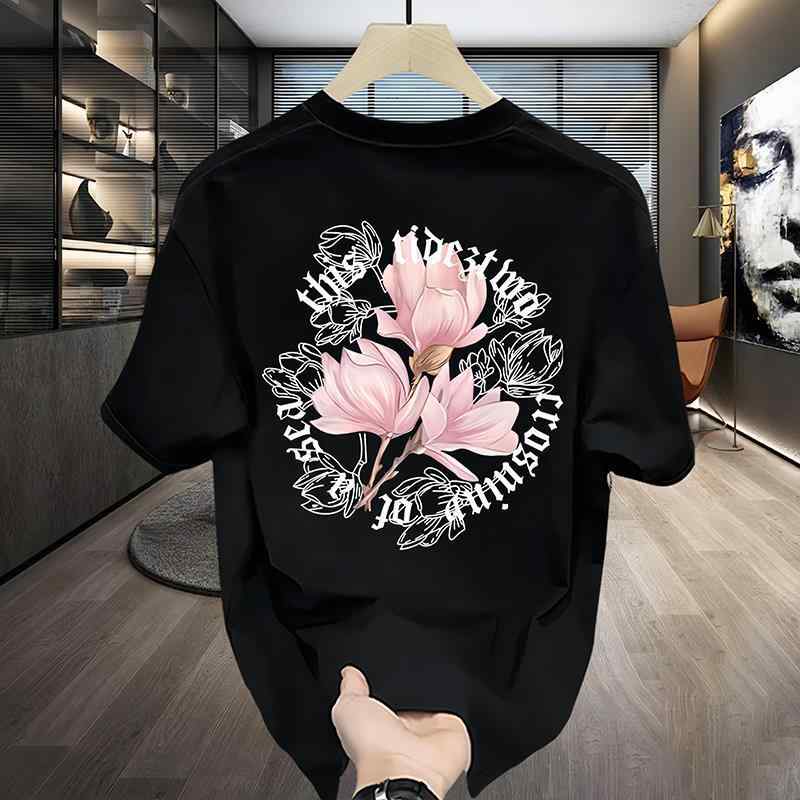 Tシャツ メンズ 春夏 香港風 プリント クール 個性派 短袖 ゆったり 百搭 クルーネック トップス ルーズフィット 夏用 スタイリッシュ 柄物 丸首 カジュアル 日常使い アウトドア 通勤 通学 吸湿速乾 軽量 コットン 混紡 ブラック ネイビー グ