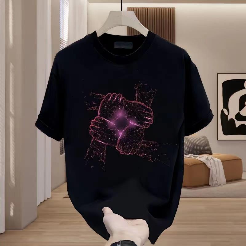 Tシャツ メンズ 春夏 短袖 プリント 個性派 クール ゆったり クルーネック コーディネート トップス カ..