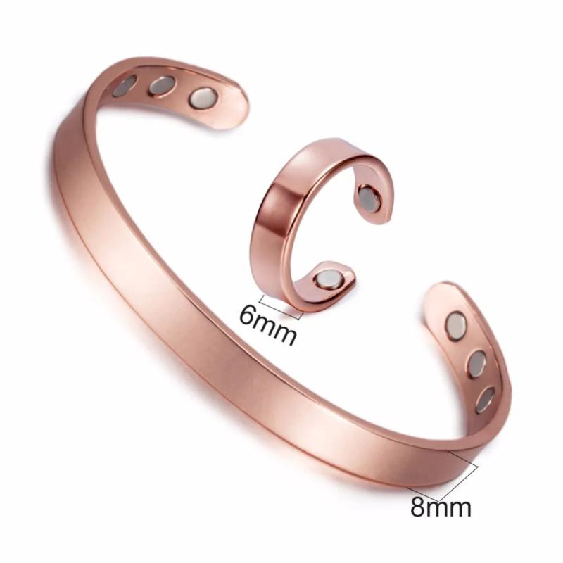 ブレスレット 男女兼用 純銅 磁気療法 開口式 マグネット 手首アクセサリー 健康グッズ 磁石入り 調整可能 シンプルデザイン 通年使用