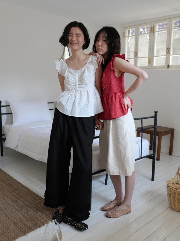 レディース ブラウス 鎖骨見せ ポルカドット柄 ストレッチ素材 日常使い リゾート風 トップス シャツ カジュアル