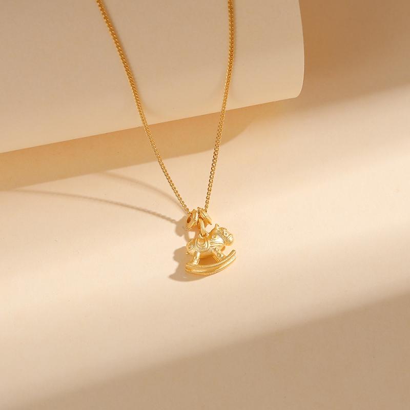 ネックレス レディース 純銀 シルバー ラッキーアイテム 幸運チャーム 小木馬 モチーフ ペンダント 鎖..