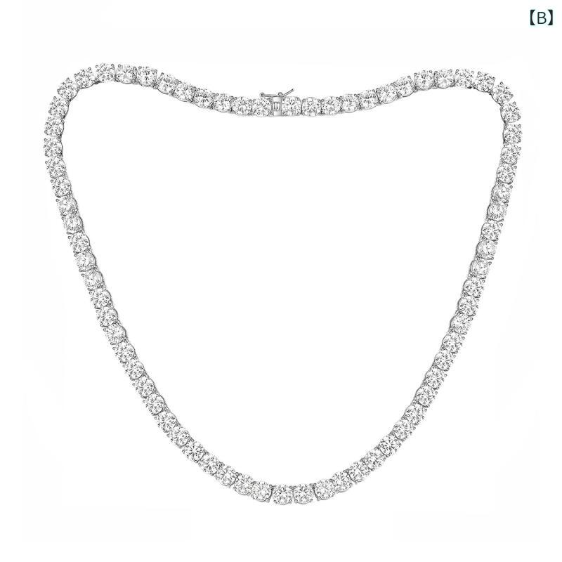 ネックレス テニスチェーン ジルコニア 4爪 5mm 6mm ホワイトゴールドメッキ 銅 フ...