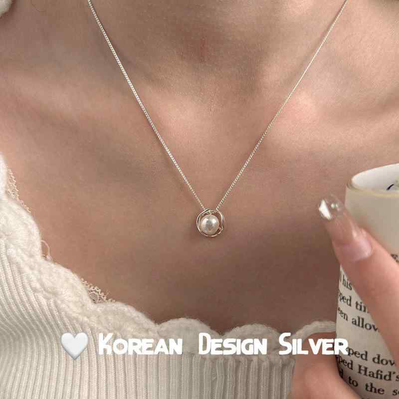Necklaces, Braclets - ネックレス レディース 純銀 パール フランス風 レトロ 鎖骨チェーン 高級感 ジオメトリック 円形 INS風 小众 軽奢