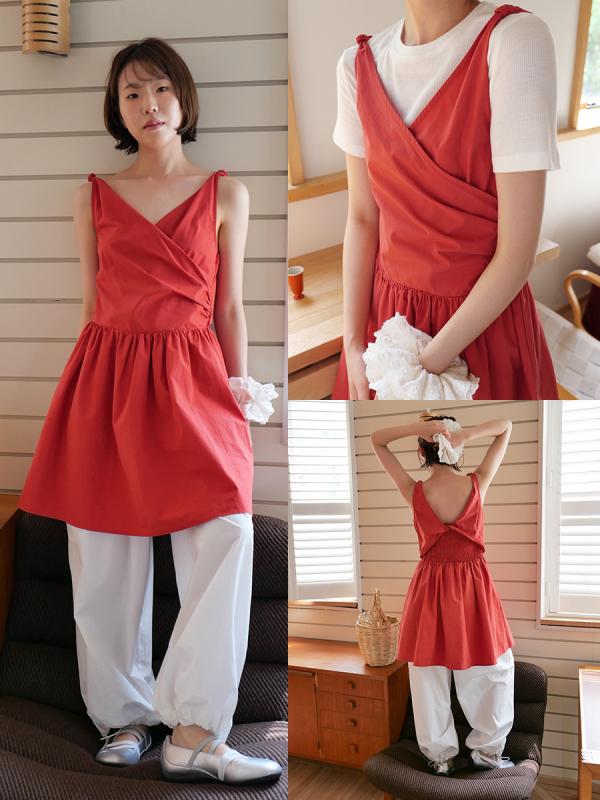 ワンピース レディース Vネック プリーツ 収腰 デザイン シンプル エレガント 上品 気質 通勤 日常 カジュアル フェミニン スタイリッシュ 軽やか シルエット ウエストマーク レイヤード コーディネート トレンド モダン(x5)