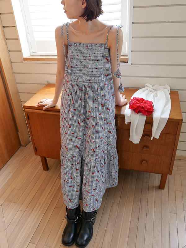 ワンピース レディース 切り替え ストレッチ スリム タイバック プリーツ 吊帯 春夏 軽量 吸湿速乾 かわいい 部屋着 通勤 通学 アウトドア 綿 デニム ピンク系 ブラック