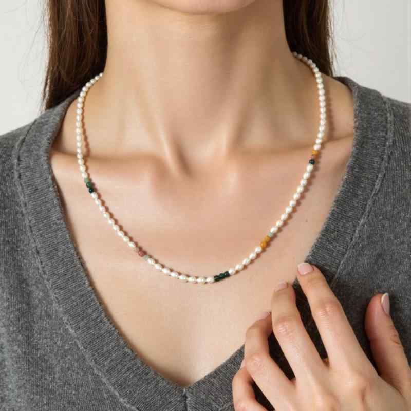 Other , Materials - レディース ネックレス 淡水パール バロック風 半宝石 切り替え 多色 高級感 鎖骨チェーン アクセサリー ジュエリー シンプル 日常使い ギフト 女性向け 華奢 レイヤード トレンド スタイリッシュ 細工 装飾 華やか 存在感 コーディネート アクセン