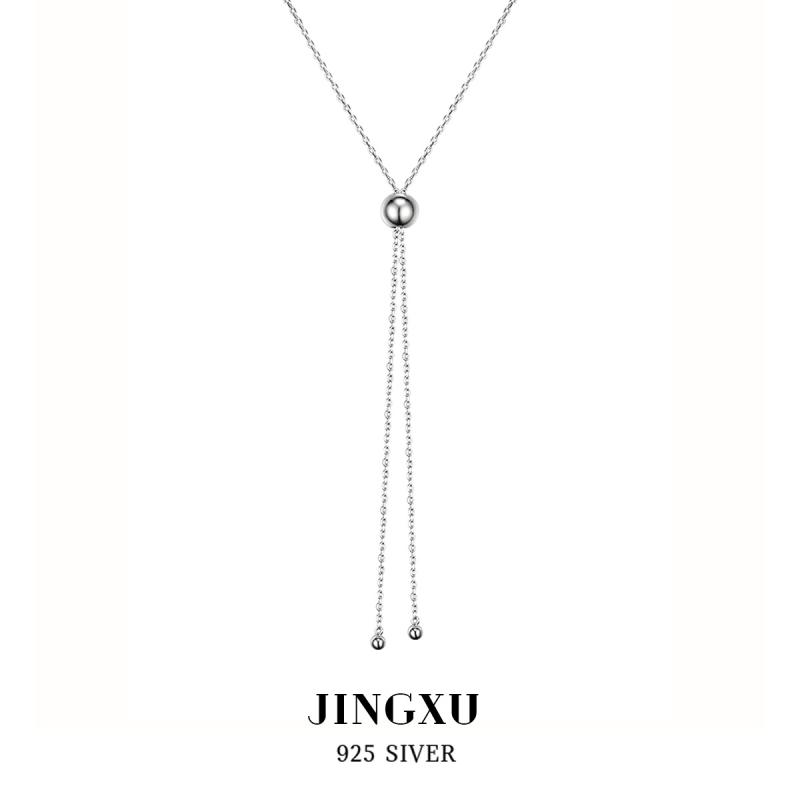 ネックレス レディース 925シルバー 幾何学球体ペンダント インスタ風 小衆軽奢 高級感 ロングチェーン ヨーロッパスタイル シンプルアクセサリー 日常使い ギフト対応
