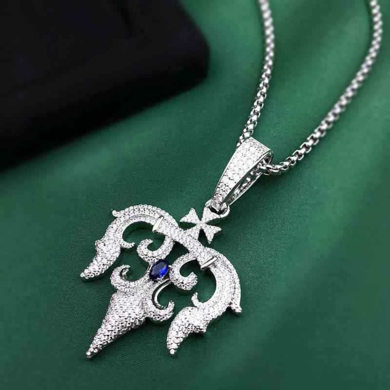 ネックレス 男女兼用 三叉戟モチーフ 実心ペンダント ヒップホップ パンク風 高級感 個性 ストリートフ..