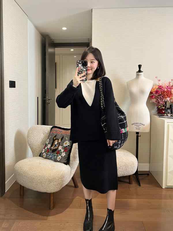 秋冬 レディース 羊毛 ニットセット 通気性 伸縮性 暖か 軽量 肌触り良い セットアップ トップス ボトムス コーディネート