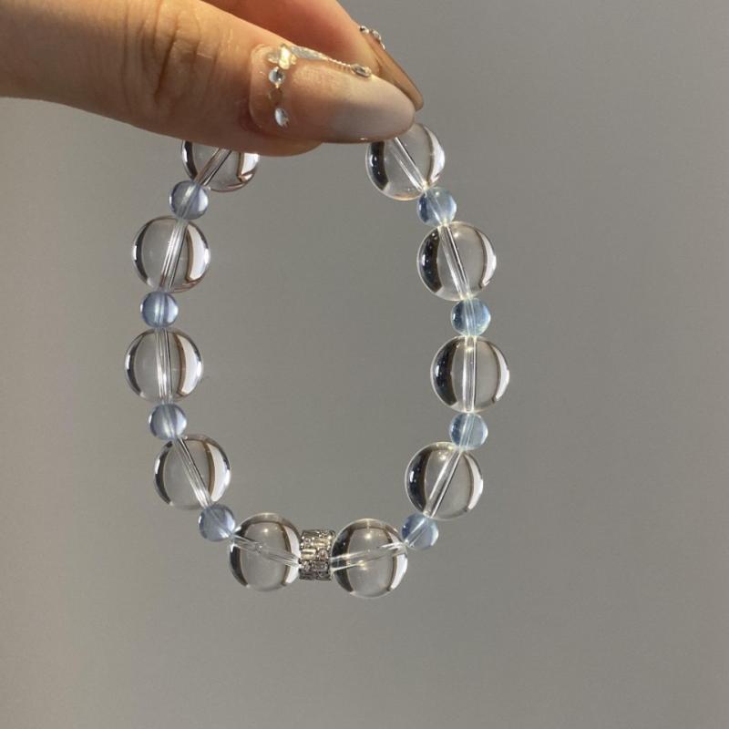 パワーストーン ブレスレット 天然白水晶 クリア 白ファントム アクアマリン 爽やか 透明感 ユニセックス 手首飾り 天然石 ミックス