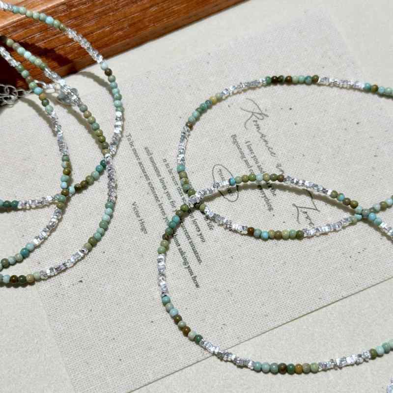 White Coral - ブレスレット レディース シルバー925 天然ターコイズ 切り替え 小珠 シンプル ユニーク デザイン アクセサリー 手首 ジュエリー 女性用 細工 繊細 装飾 日常使い ギフト 人気 トレンド ファッション アクセント 輝き 自然石 鉱物 緑色 爽やか