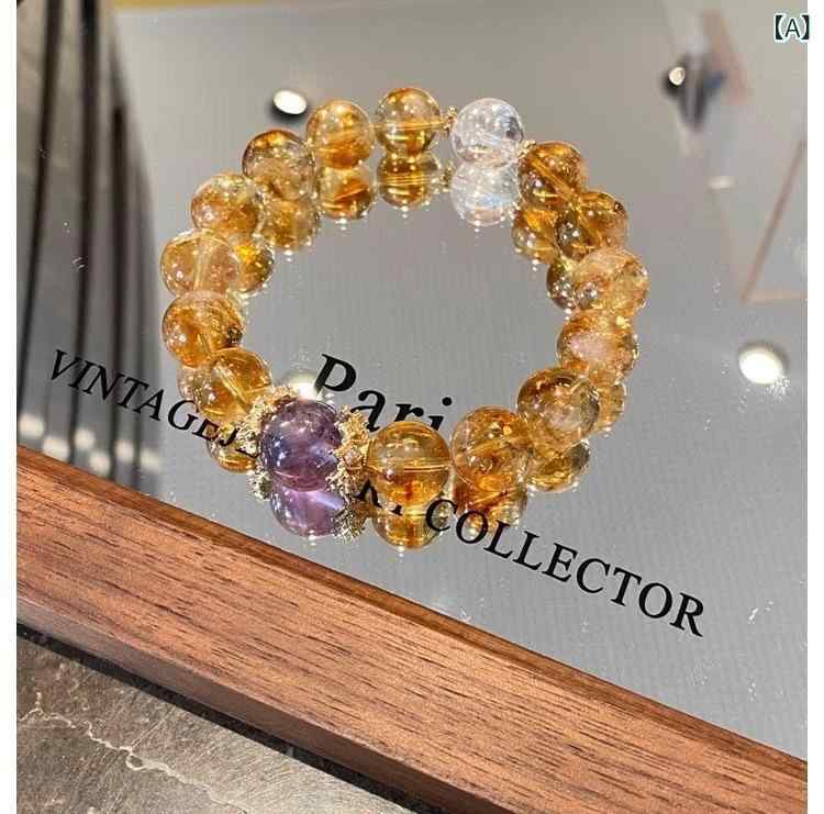 パワーストーンブレスレット レディース 天然アメジスト シトリン タイガーアイ 紫水晶 黄水晶 塔晶 ラッキーアイテム 財運アップ 女性アクセサリー 天然石手串 風水アイテム 開運グッズ 紫気東来 ポジティブエネルギー 日常使い シンプルデザイン 癒し効 celone-10205897 くらしのセロネ サンプル画像2