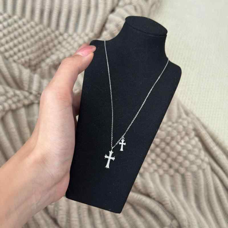 ネックレス 十字架 S925 シルバー 韓国風 高級感 個性 デザイン 百搭 ユニセックス アクセサリー ファ..